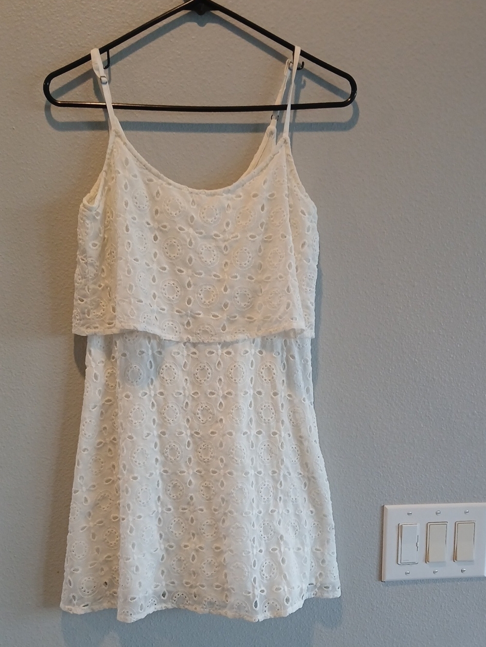 Xs Abercrombie & Fitch White Eyelet Dress Top Mini Summer White